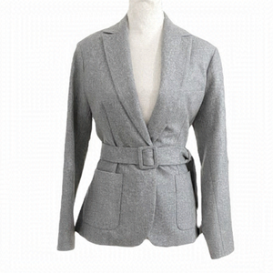 NWOT HARMONY PARIS GREY 100% WOOL BELTED SINGLE BUTTON CLOSURE BLAZER